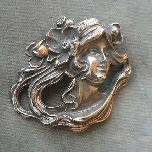 Sterling Art Nouveau Maiden Pendant/Pin